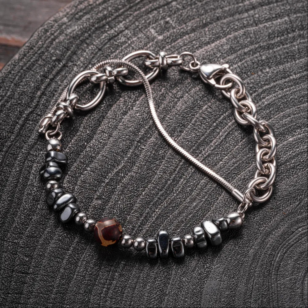 Black Onyx Titanium Steel Bracelet Details 02