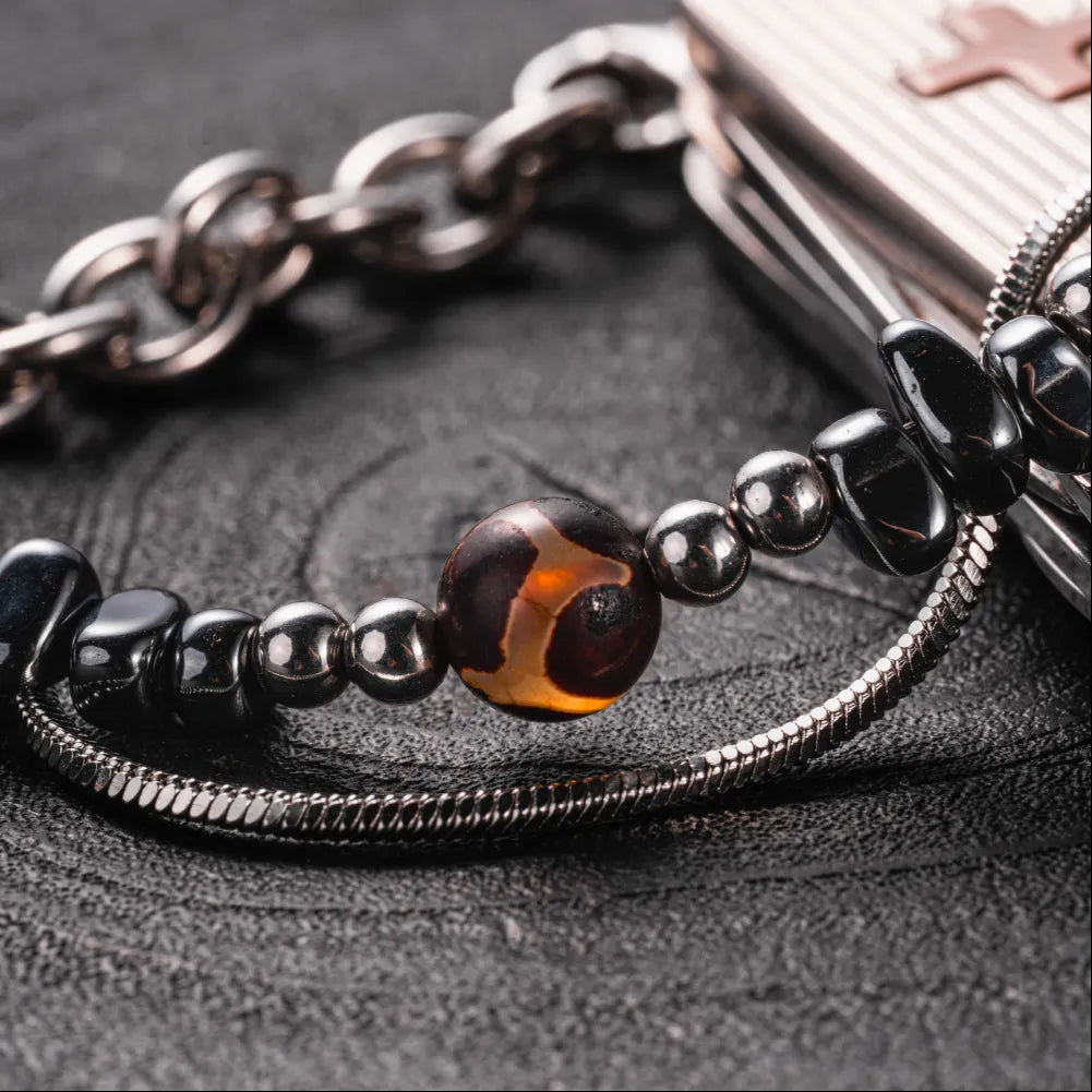 Black Onyx Titanium Steel Bracelet Details 04