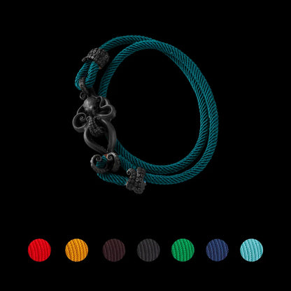 Blacked Octopus Rope Bracelet Dark Green details