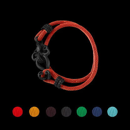 Blacked Octopus Rope Bracelet Dark Orange details