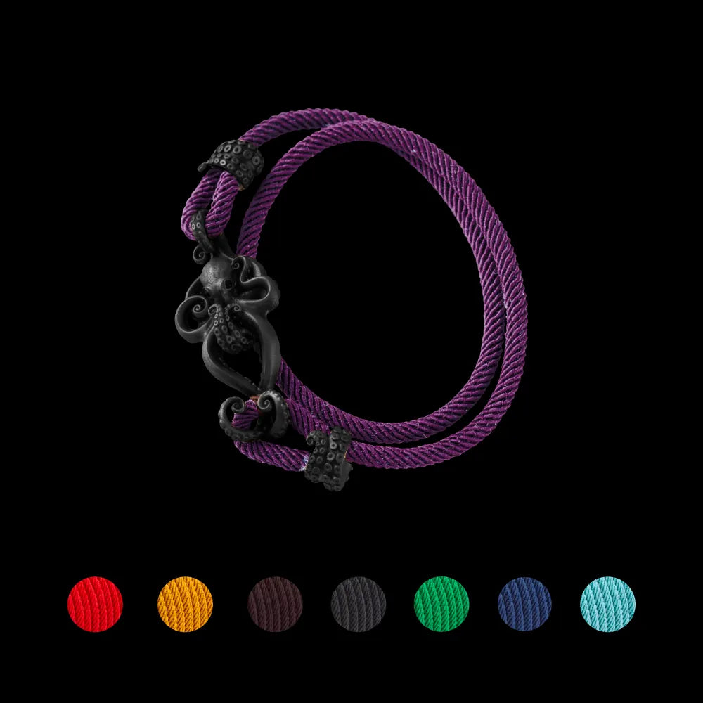 Blacked Octopus Rope Bracelet Dark Purple details