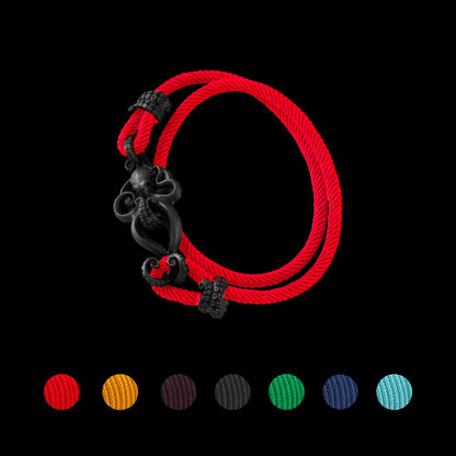 Blacked Octopus Rope Bracelet Fiery Red details
