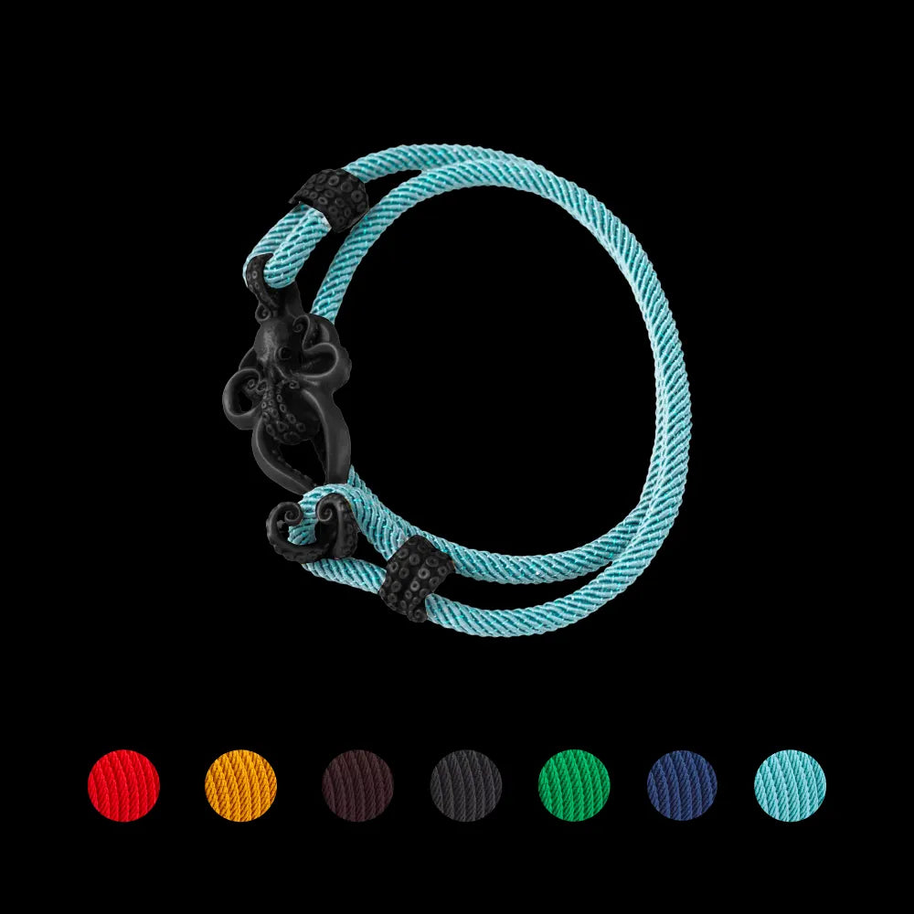Blacked Octopus Rope Bracelet Light Blue details