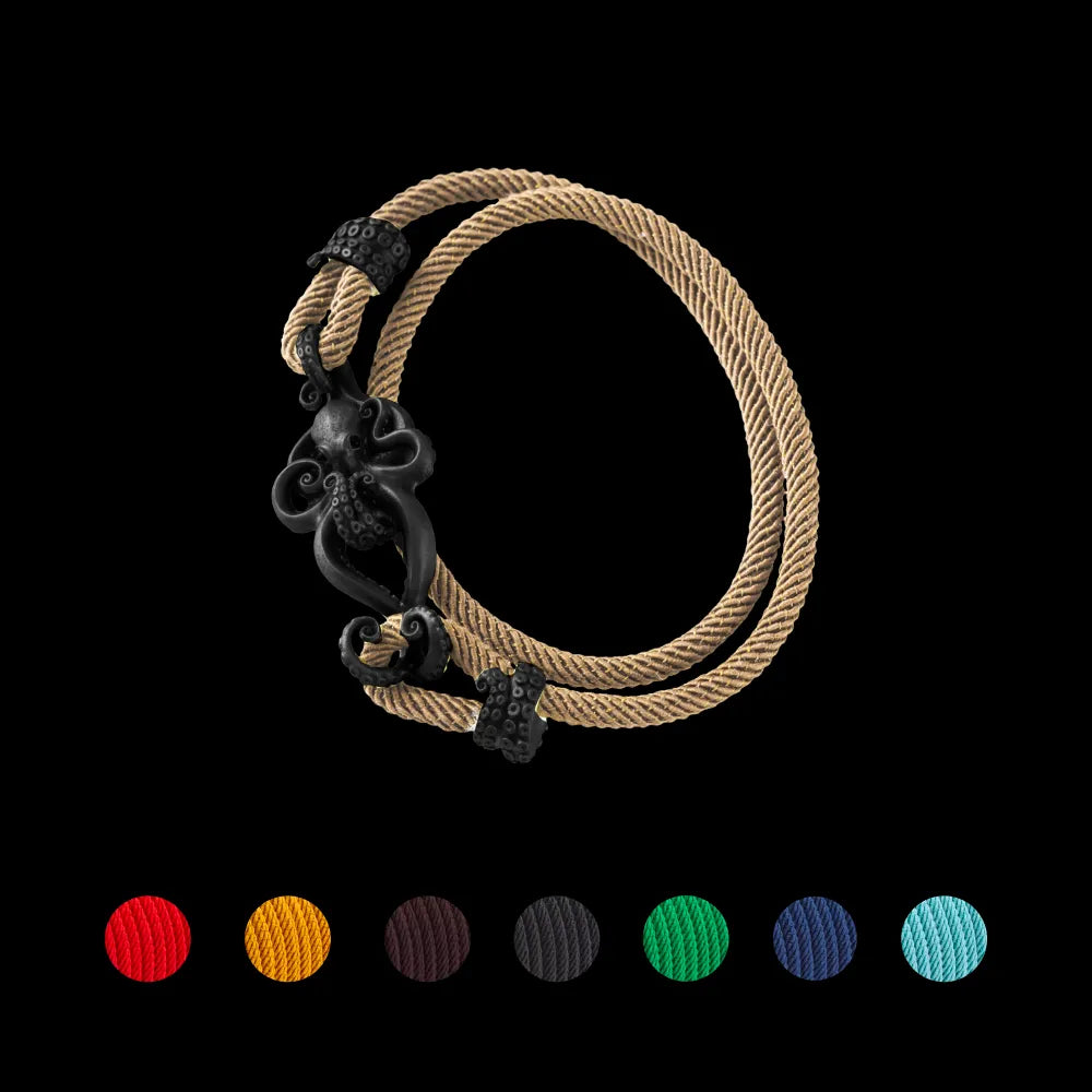 Blacked Octopus Rope Bracelet Light Khaki details
