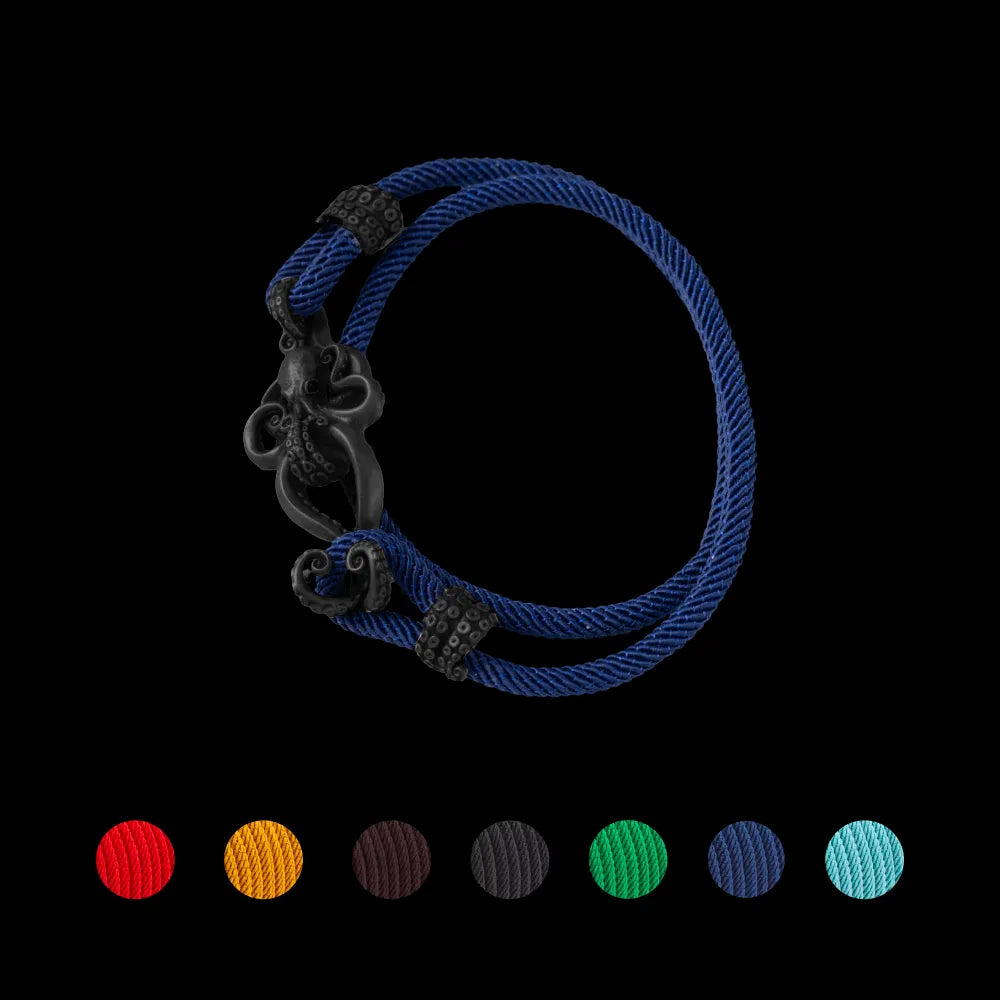 Blacked Octopus Rope Bracelet Navy Blue details