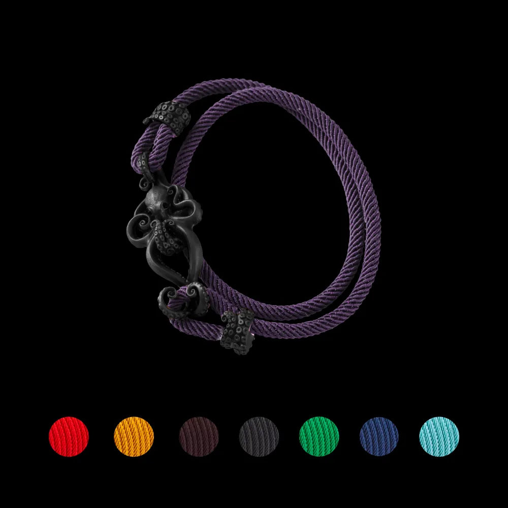Blacked Octopus Rope Bracelet Purple details