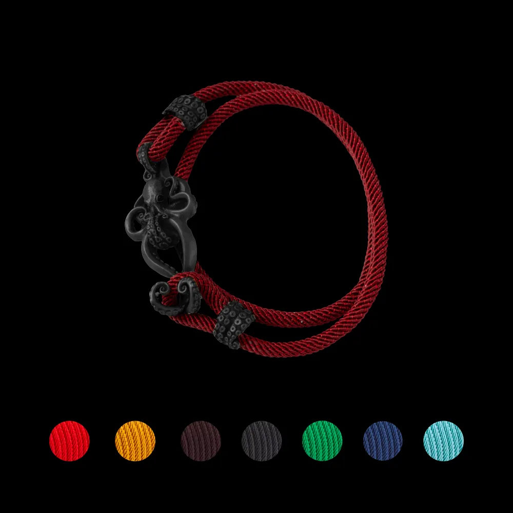 Blacked Octopus Rope Bracelet Red Velvet details