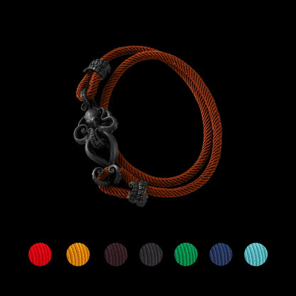 Blacked Octopus Rope Bracelet Reddish Brown details
