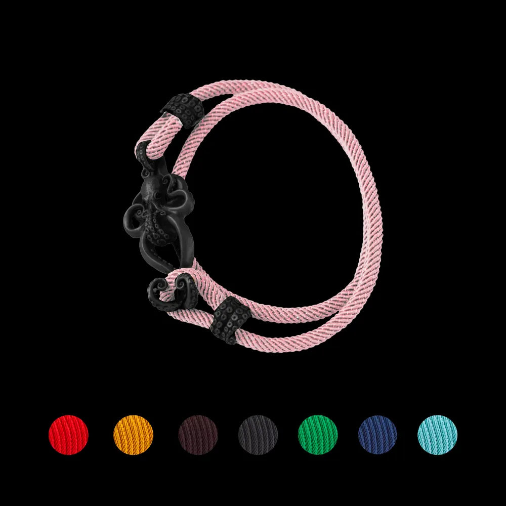 Blacked Octopus Rope Bracelet Strawberry Cream details