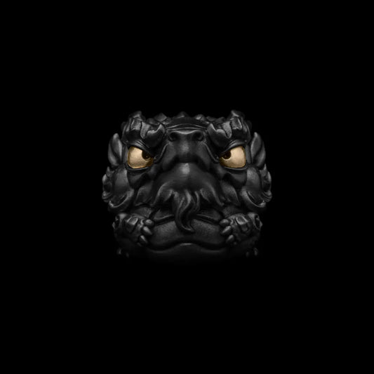 Blackened & Brass Azure Dragon Figurine Details 01