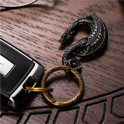 Blackened Dragon Hook Keychain Details 02
