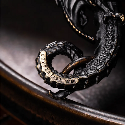 Blackened Dragon Hook Keychain Details 04