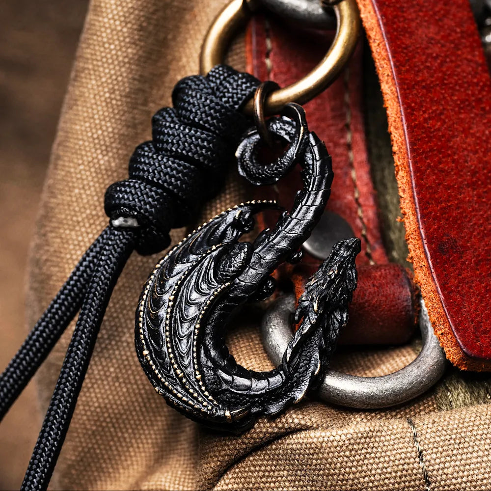 Blackened Dragon Hook Keychain Details 06