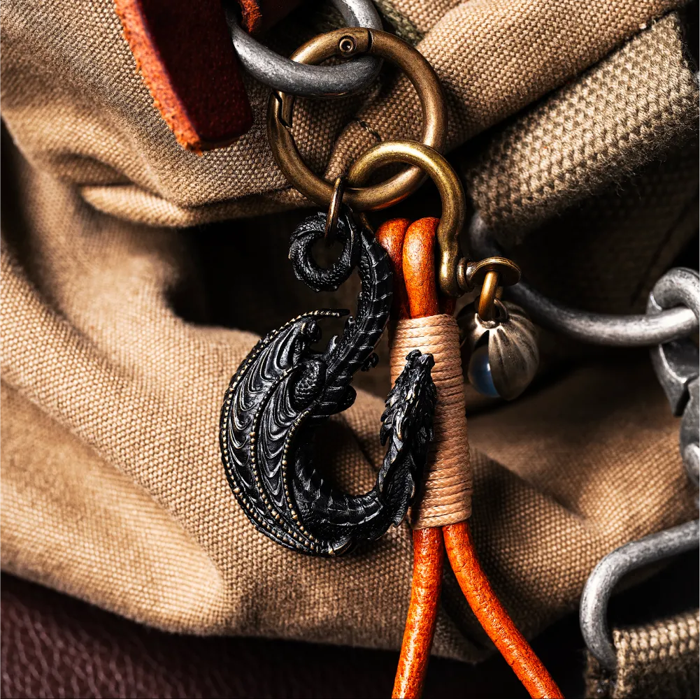 Blackened Dragon Hook Keychain Details 07