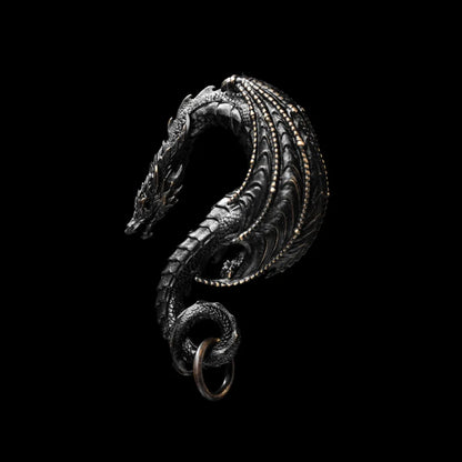 Blackened Dragon Hook Keychain