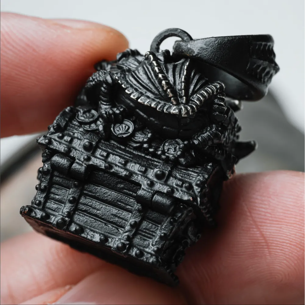 Blackened Dragon Treasure Chest Pendant Details 05