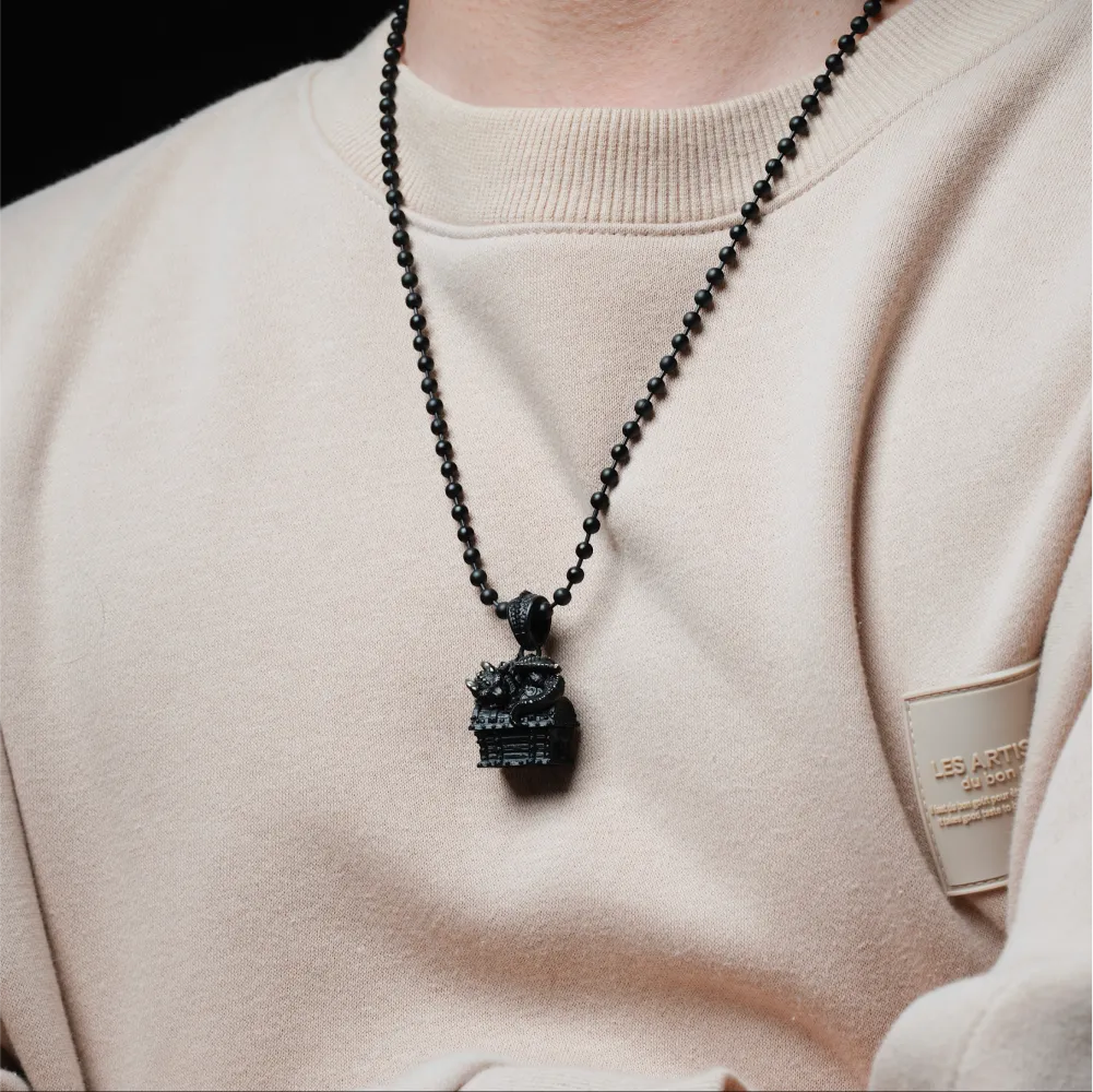 Blackened Dragon Treasure Chest Pendant Details 07