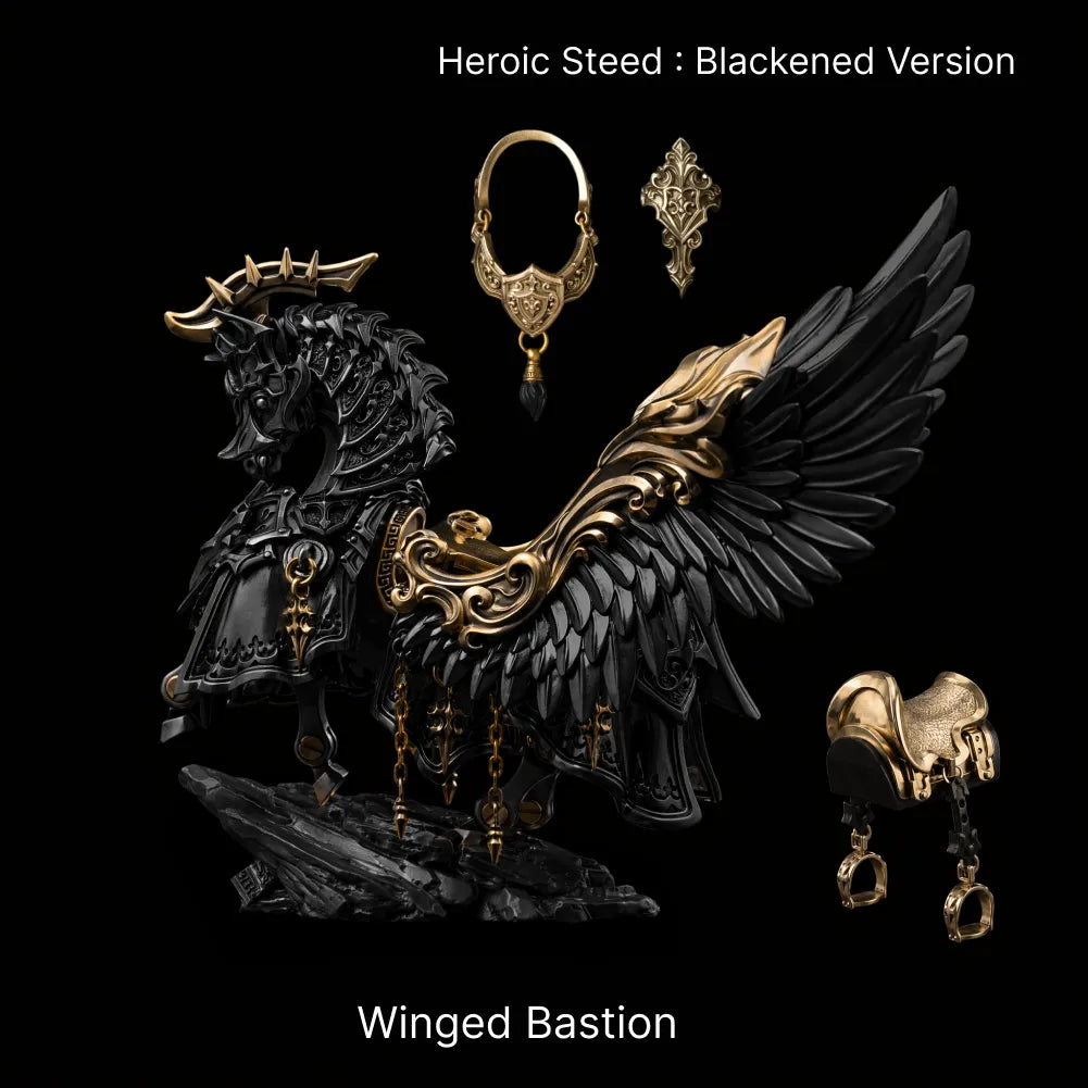 Blackened Heroic Steed Aegis Armor Winged Bastion