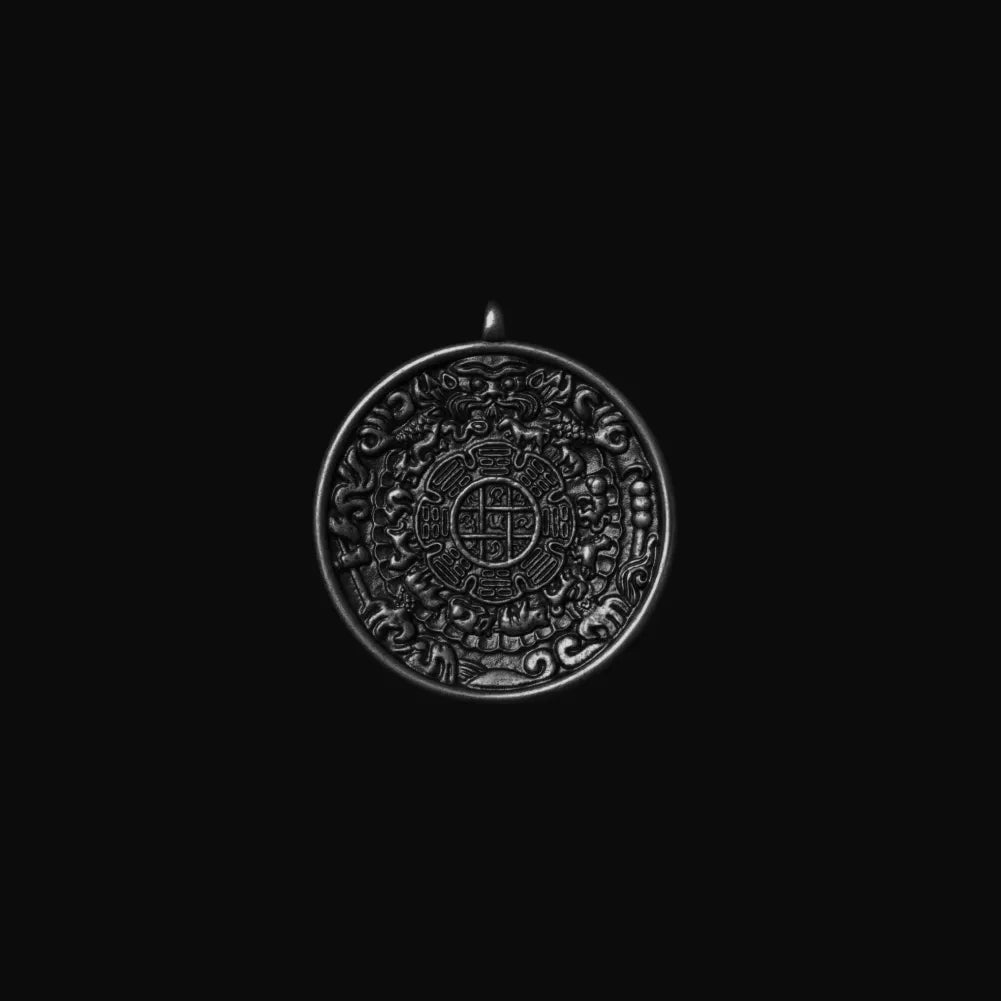 Blackened Nine Palaces Bagua Talisman Pendant