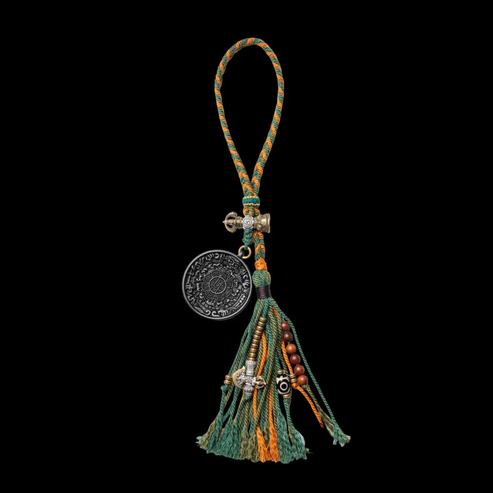 Blackened Nine Palaces Bagua Talisman Pendant Green Tara Style