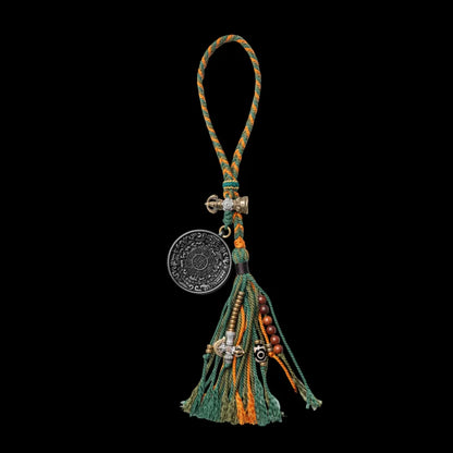 Blackened Nine Palaces Bagua Talisman Pendant Green Tara Style