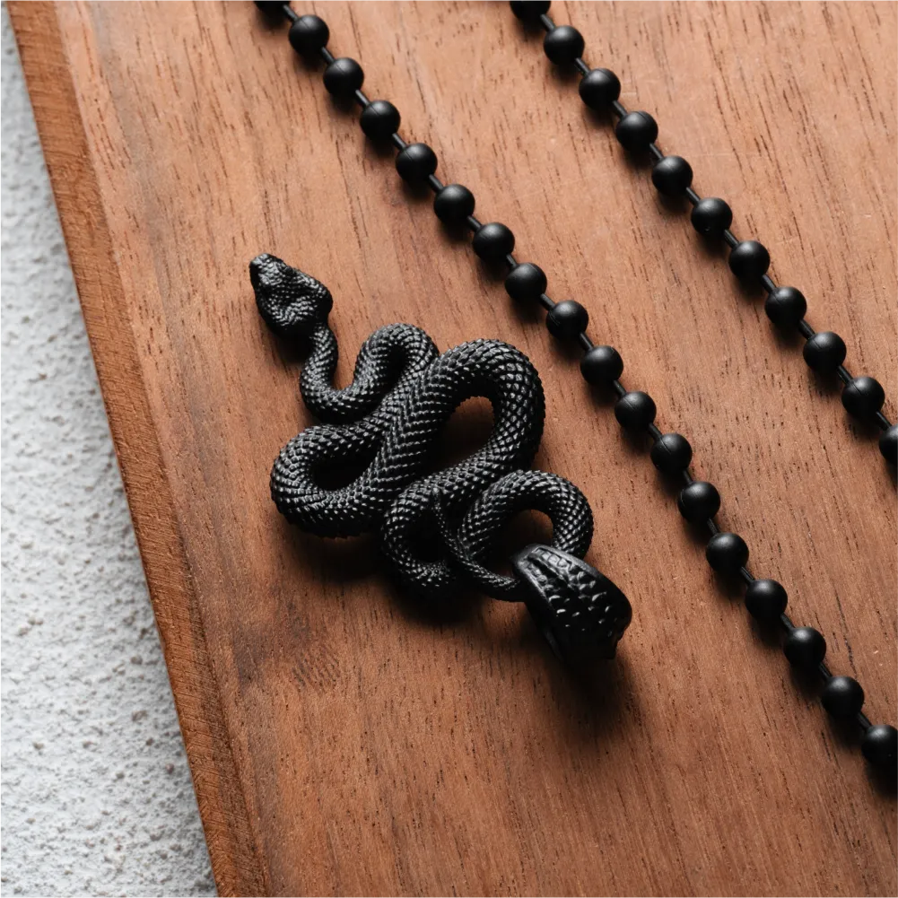 Blackened Snake Pendant Details 02
