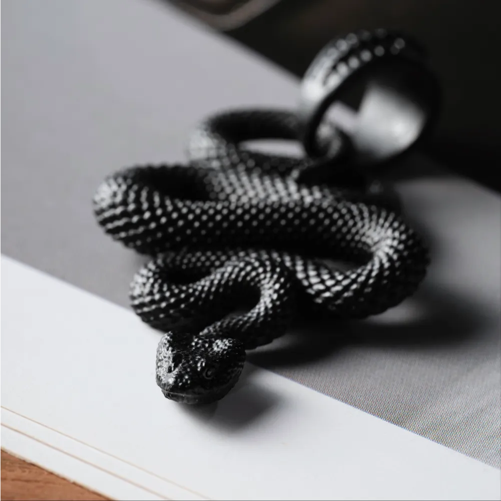Blackened Snake Pendant Details 03