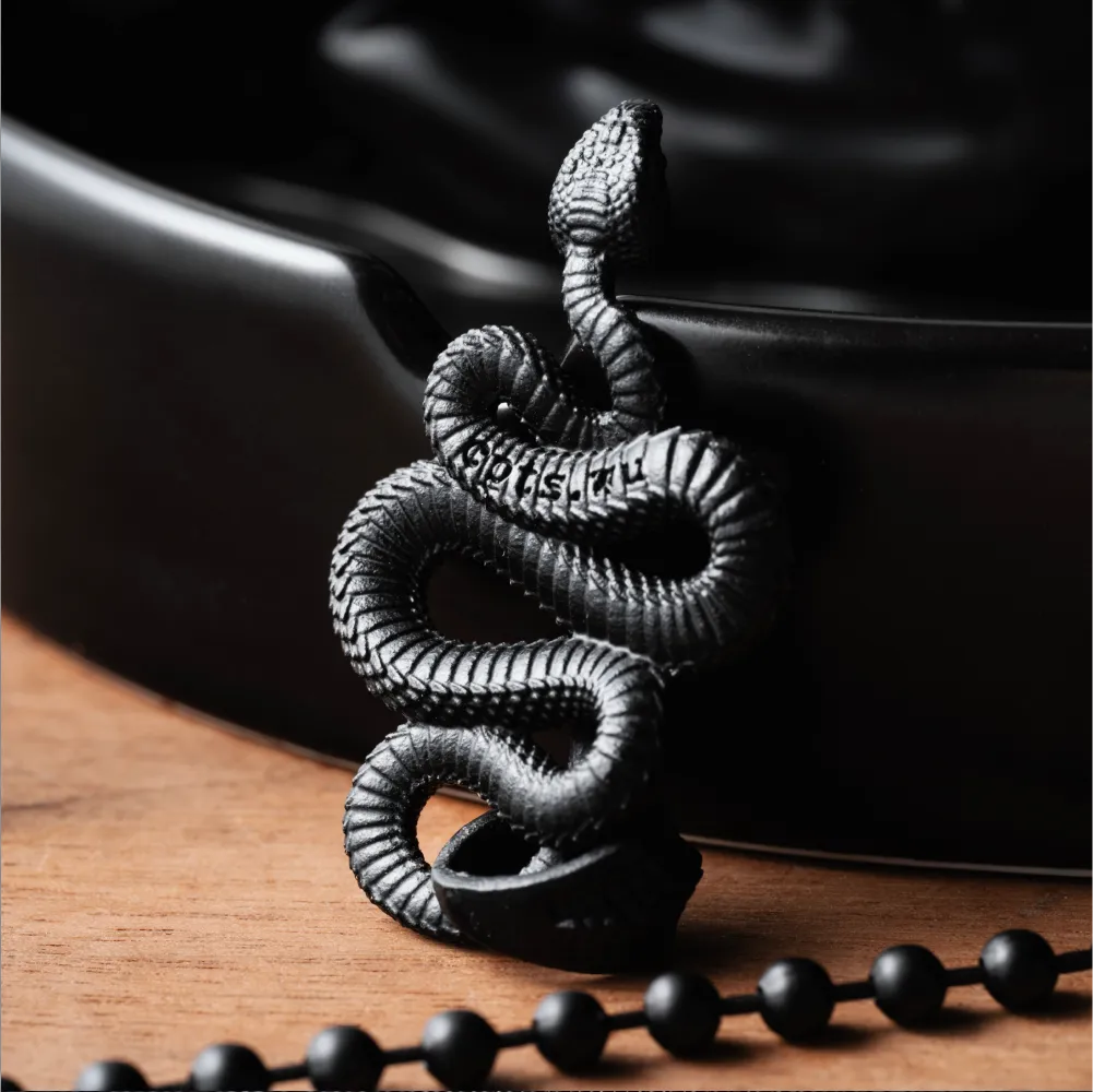 Blackened Snake Pendant Details 04