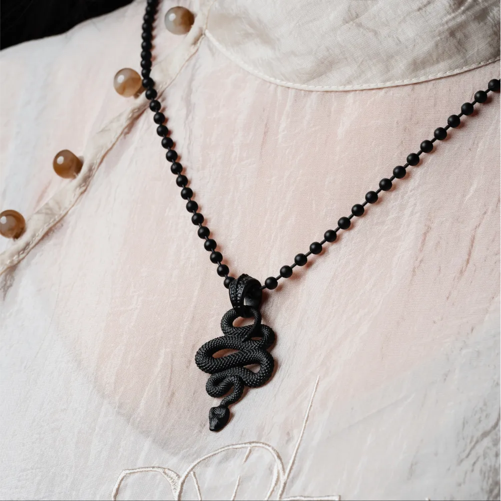 Blackened Snake Pendant Details 07