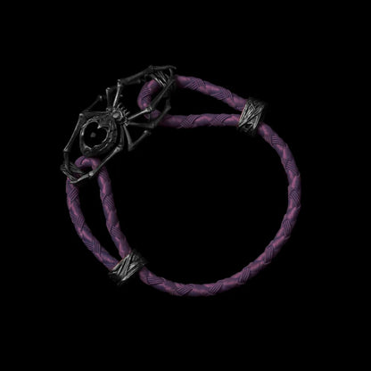 Blackned Spider Rope Bracelet Braided Rope Obsidian Black Dark Purple