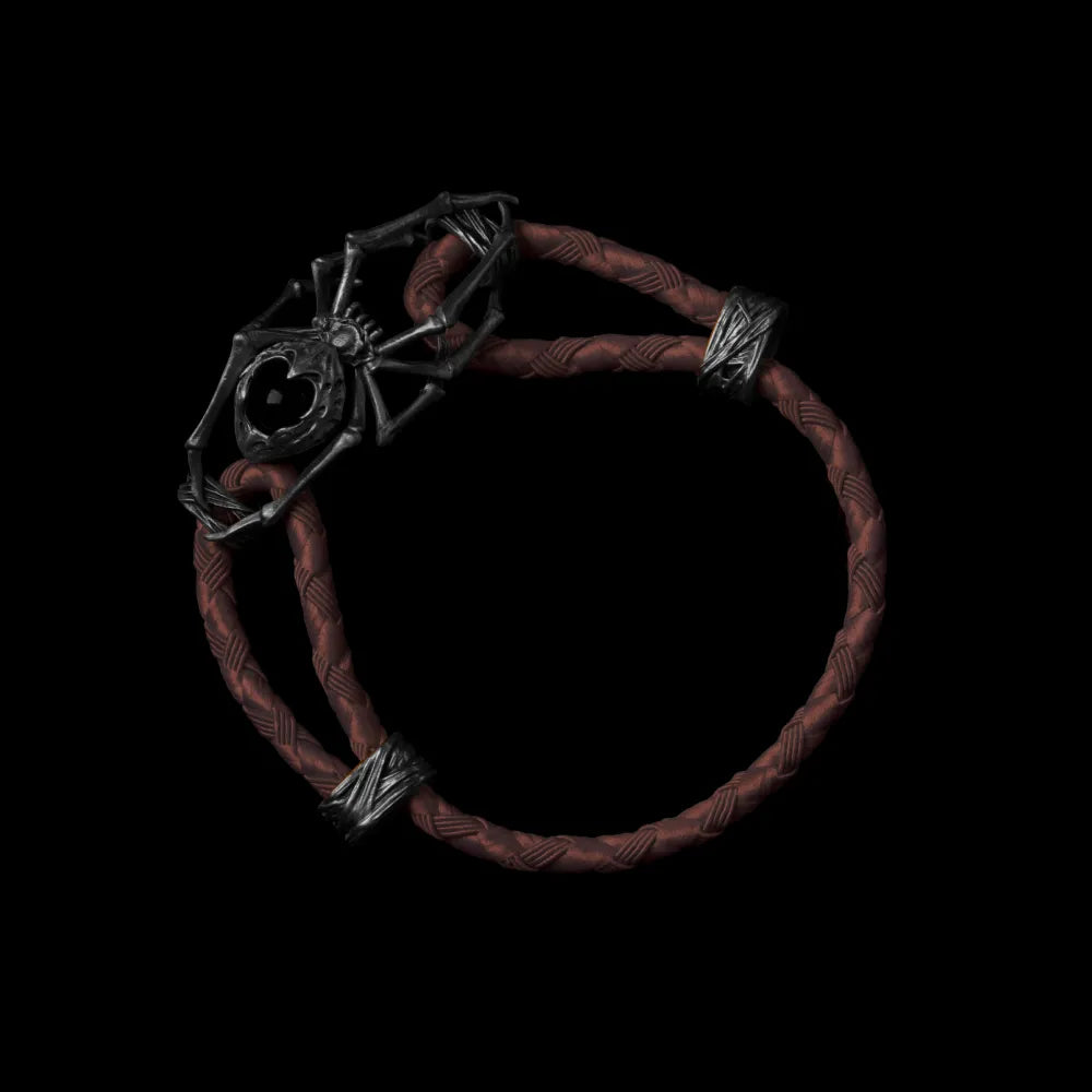 Blackned Spider Rope Bracelet Braided Rope Obsidian Black Deep Coffee