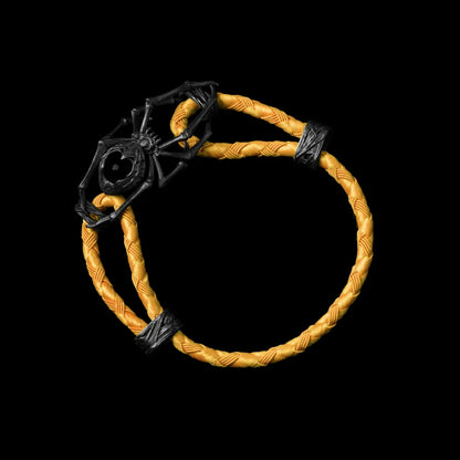 Blackned Spider Rope Bracelet Braided Rope Obsidian Black Gold