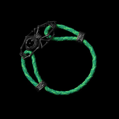 Blackned Spider Rope Bracelet Braided Rope Obsidian Black Green