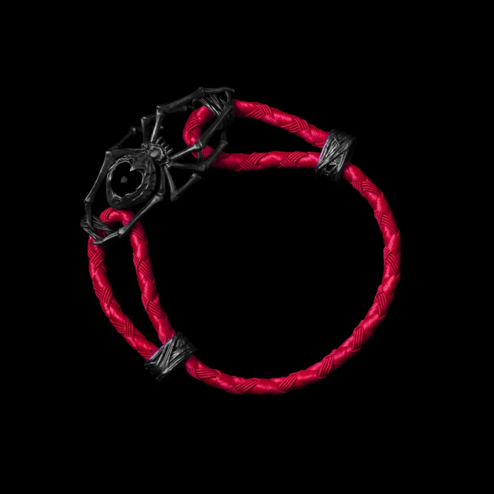 Blackned Spider Rope Bracelet Braided Rope Obsidian Black Jujube Red