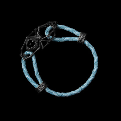 Blackned Spider Rope Bracelet Braided Rope Obsidian Black Light Blue