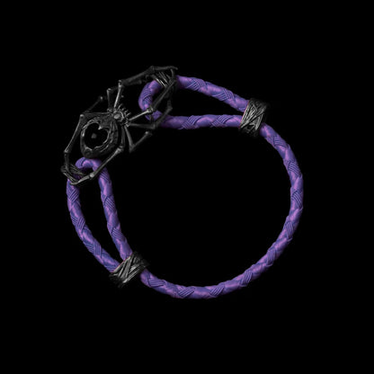 Blackned Spider Rope Bracelet Braided Rope Obsidian Black Purple