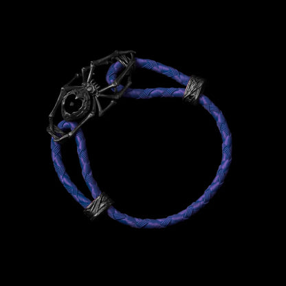 Blackned Spider Rope Bracelet Braided Rope Obsidian Black Vivid Blue