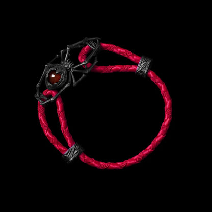 Blackned Spider Rope Bracelet Braided Rope Red Agate Jujube Red