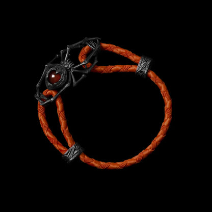 Blackned Spider Rope Bracelet Braided Rope Red Agate Light Brown