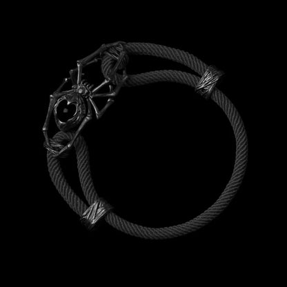 Blackned Spider Rope Bracelet Milan Rope Obsidian Black