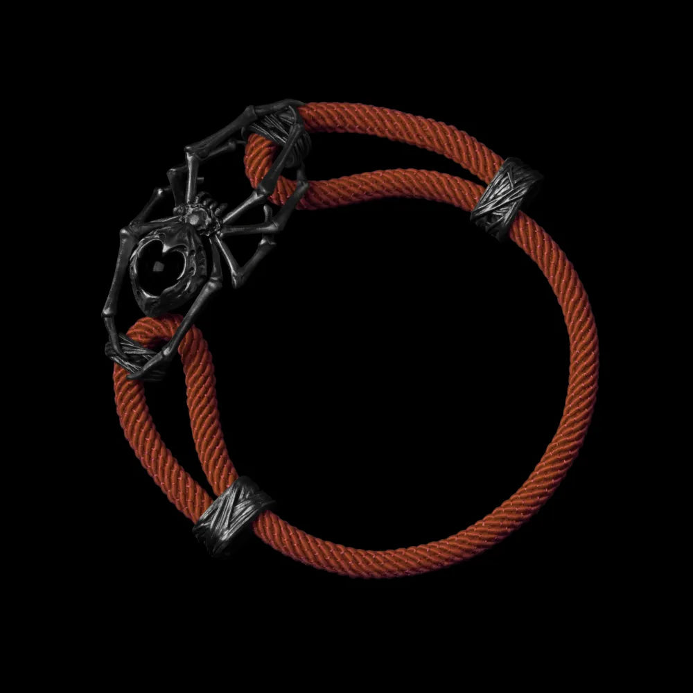 Blackned Spider Rope Bracelet Milan Rope Obsidian Dark Orange
