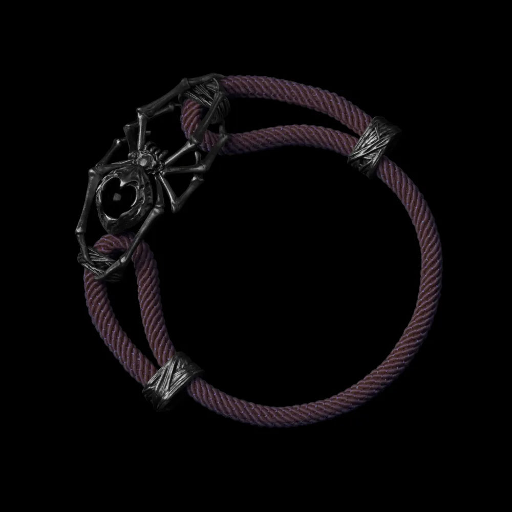 Blackned Spider Rope Bracelet Milan Rope Obsidian Dark Purple