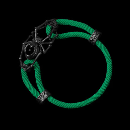 Blackned Spider Rope Bracelet Milan Rope Obsidian Green