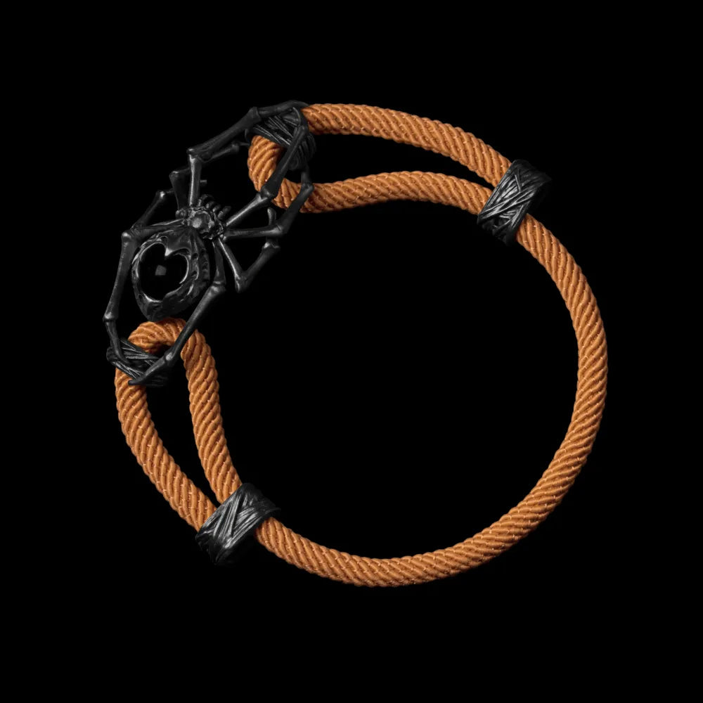Blackned Spider Rope Bracelet Milan Rope Obsidian Ochre