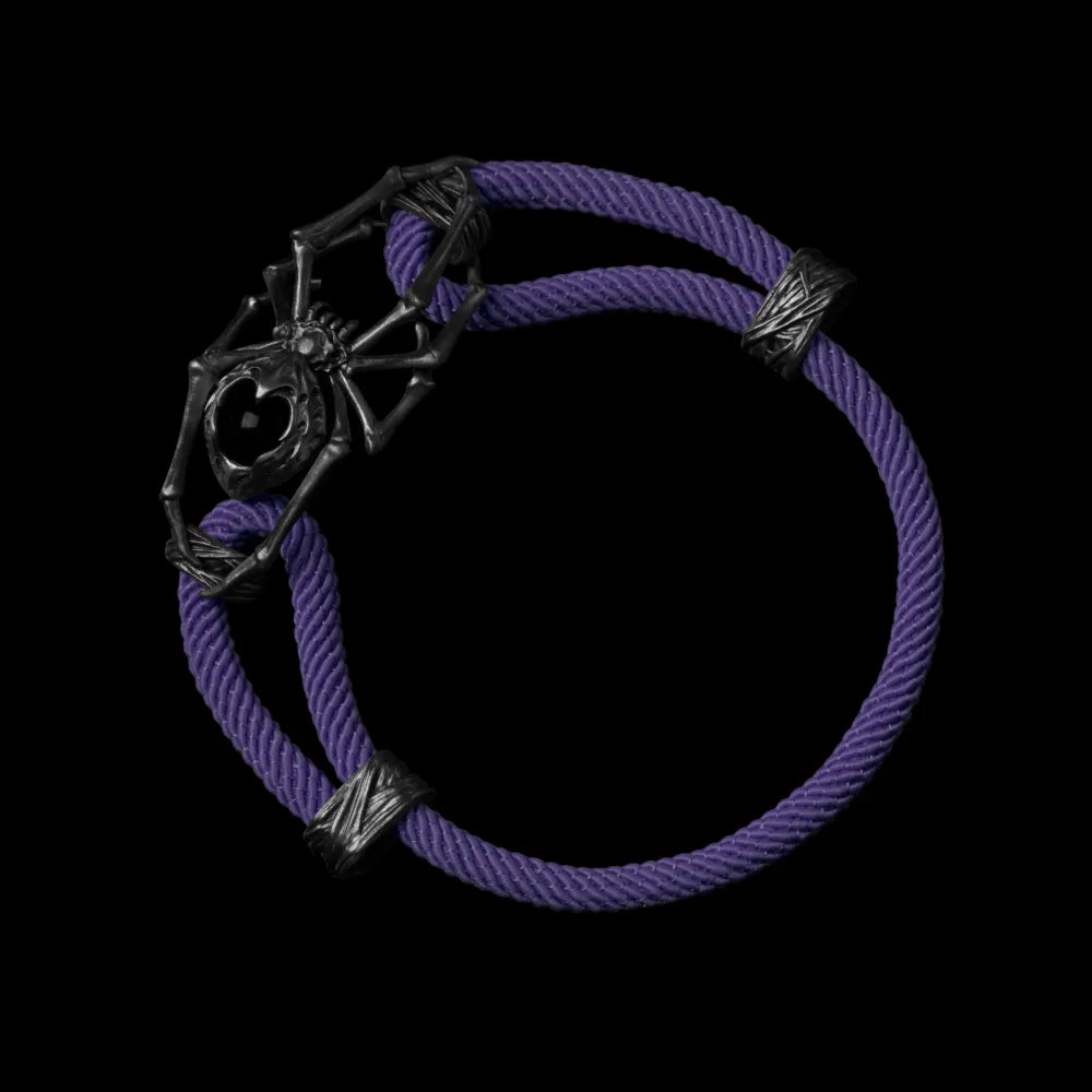 Blackned Spider Rope Bracelet Milan Rope Obsidian Purple