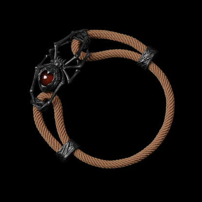 Blackned Spider Rope Bracelet Milan Rope Red Agate Camel