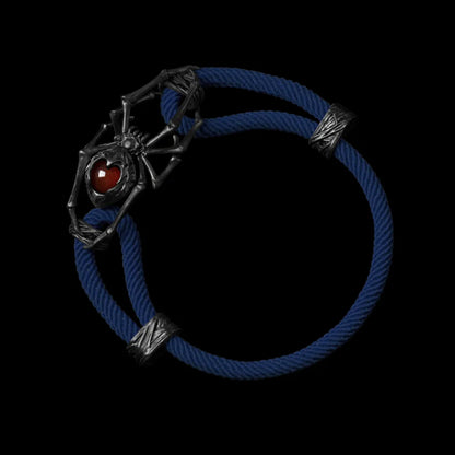 Blackned Spider Rope Bracelet Milan Rope Red Agate Navy Blue