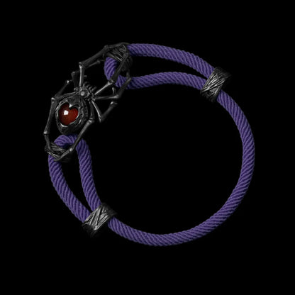 Blackned Spider Rope Bracelet Milan Rope Red Agate Purple