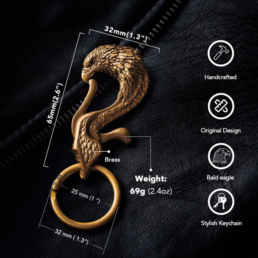 Keychain Clip Brass Snake Keychain Handcrafted