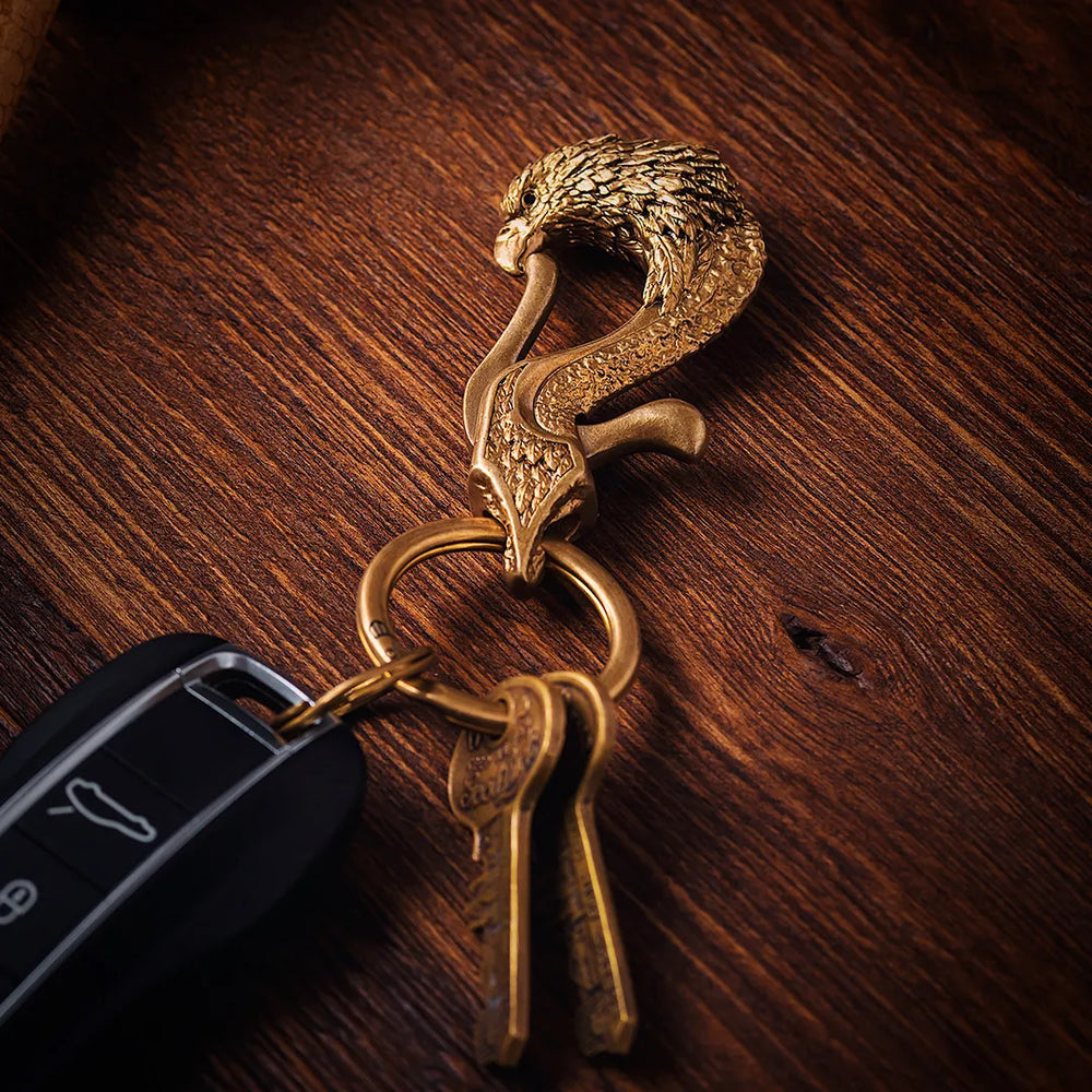 Gold Vermeil Bald Eagle Keychain with Key Ring For Mens Gift ...